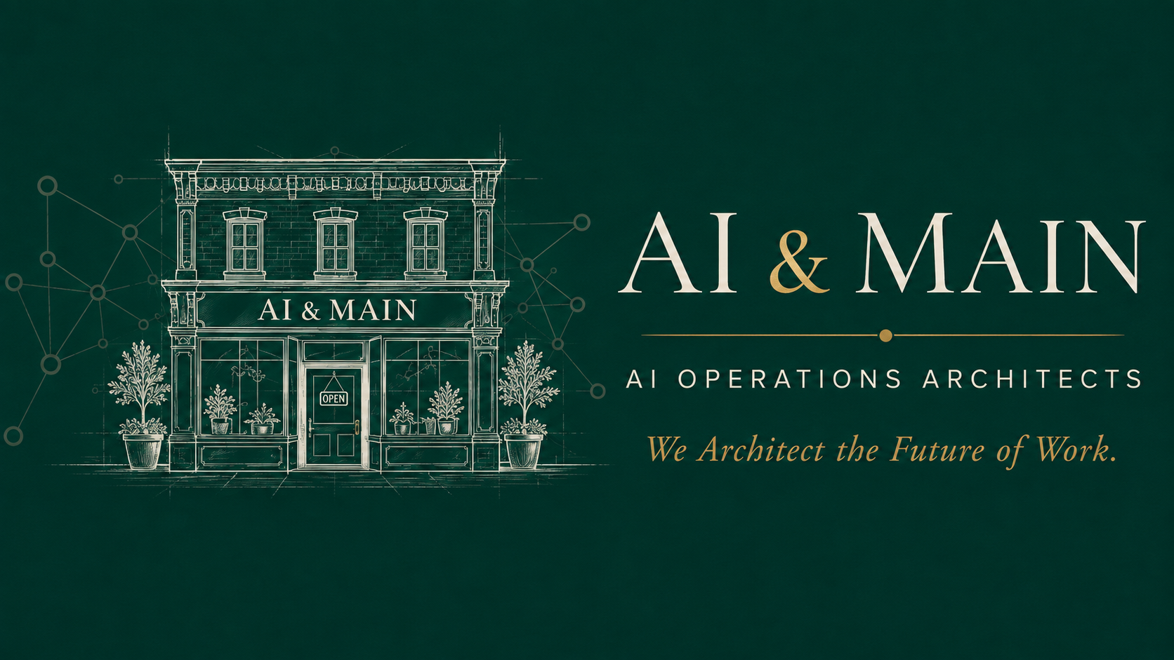 AI & MAIN monochrome brand application on Deep Emerald